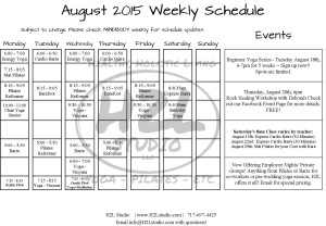 Pilates and Yoga Schedule